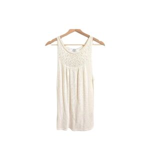 Tibi Cream Crochet Sleeveless Knit Scoop Neck Tunic Length Tank Top Size M